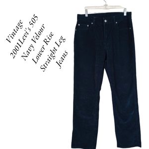 Levi’s 505 Size 12 Women Vintage 2001 Navy Blue Velvet Lower Rise Straight Jeans